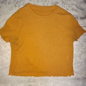 Yellow Ribbed Crop Top